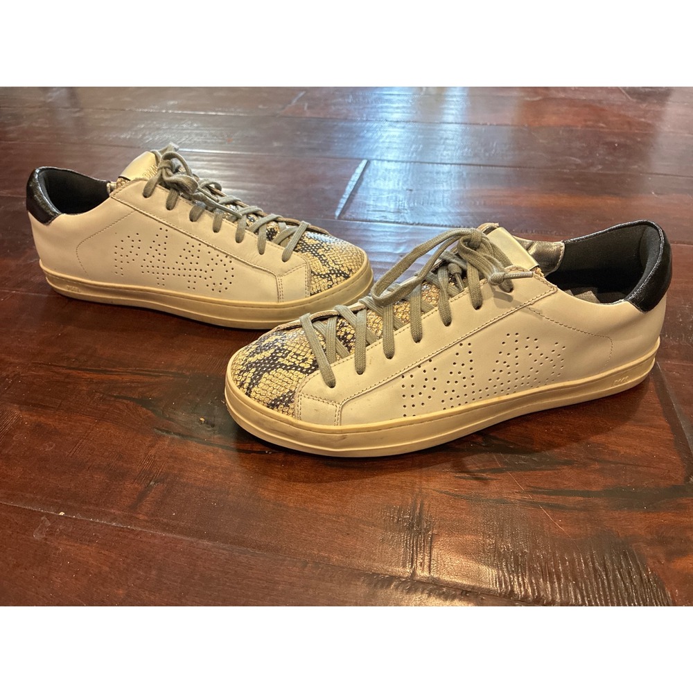 P448 John‎ Low Top Sneakers Womens 40 Snakeskin Embossed Leather Made in Italy